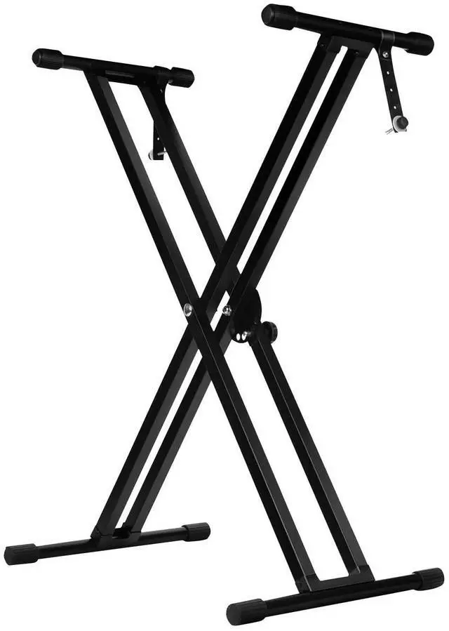 Main image of 5 Core Piano Keyboard Stand Double X Heavy Duty 7 Adjustable Heights & Width Digital Electric Synthesizer Music Stands For 61 76 88 Keys w Secure Locking Strap KS 2X BLK