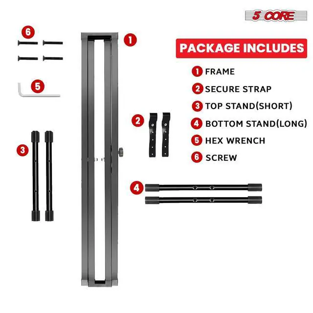 Alt view image 7 of 7 - 5 Core Piano Keyboard Stand Double X Heavy Duty 7 Adjustable Heights & Width Digital Electric Synthesizer Music Stands For 61 76 88 Keys w Secure Locking Strap KS 2X BLK