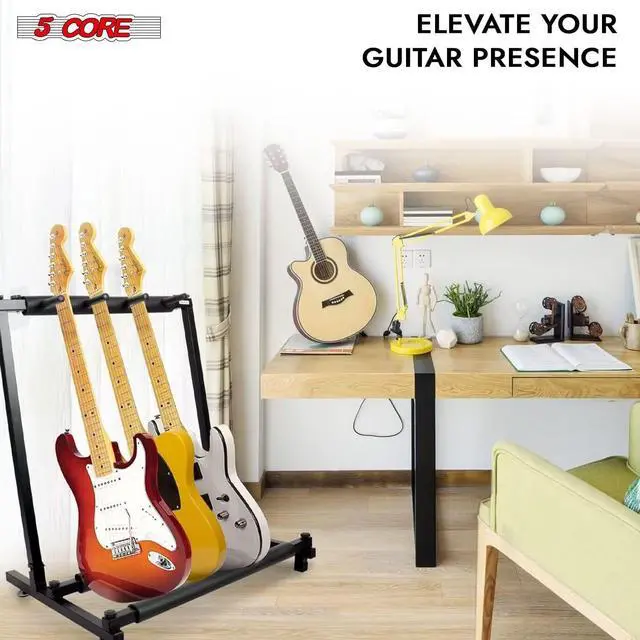 Alt view image 6 of 7 - 5 Core Guitar Rack Stand 3 Multi Guitars Holder Storage Stands for Acoustic Electric and Bass Soporte Para Guitarra - GRack 3N1