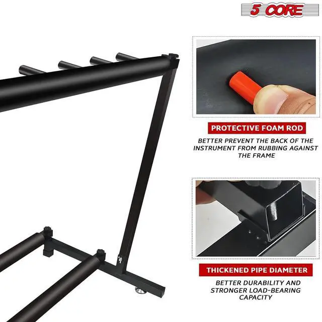 Alt view image 7 of 7 - 5 Core Guitar Rack Stand 3 Multi Guitars Holder Storage Stands for Acoustic Electric and Bass Soporte Para Guitarra - GRack 3N1