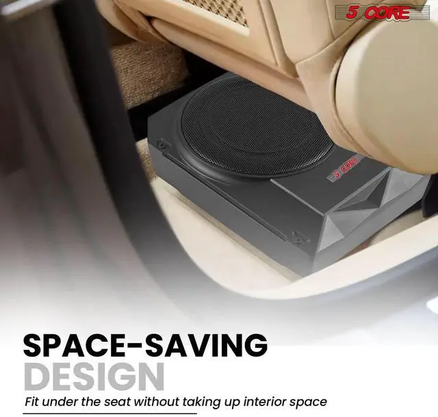 Alt view image 6 of 7 - 5 Core Inc. 10 inch Slim Under Seat Car Audio Subwoofer 800W Active Powered Under-Seat Built in Amplifier Truck Sub Woofer in Enclosure Box + Wiring Kit & Remote Control BTUBE UNDR ST 150
