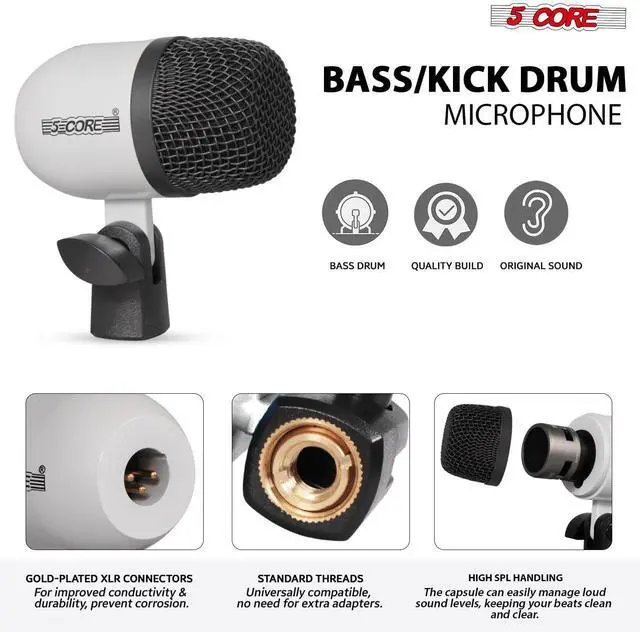 Alt view image 2 of 7 - 5 Core Drum Microphone Kit 7Pc All Metal Drummer Mics Tom/Snare & Cymbals Wired Instrument Drums Set