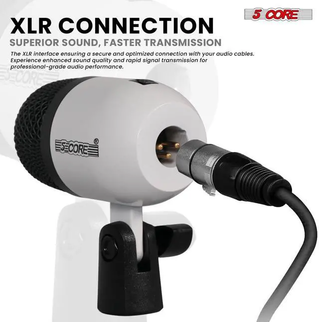 Alt view image 7 of 7 - 5 Core Drum Microphone Kit 7Pc All Metal Drummer Mics Tom/Snare & Cymbals Wired Instrument Drums Set