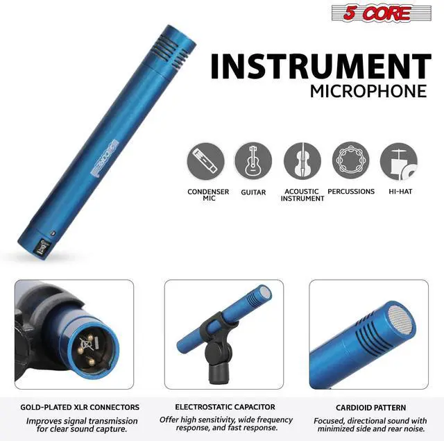 Alt view image 4 of 7 - 5 Core Drum Microphone Kit 7Pc All Metal Drummer Mics Tom/Snare & Cymbals Wired Instrument Drums Set