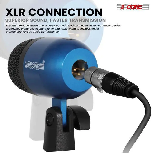Alt view image 7 of 7 - 5 Core Drum Microphone Kit 7Pc All Metal Drummer Mics Tom/Snare & Cymbals Wired Instrument Drums Set
