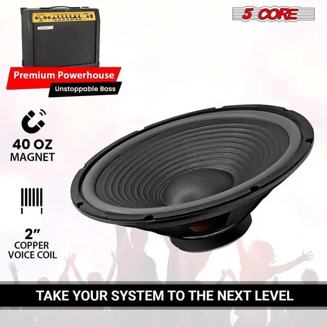 Alt view image 5 of 7 - 5 Core 15 Inch Guitar Speaker Replacement 450W 4 Ohm Low Distortion for Electric Guitar Amp Cabinet
