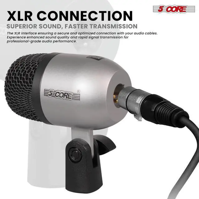 Alt view image 7 of 7 - 5 Core Drum Microphone Kit 7Pc All Metal Drummer Mics Tom/Snare & Cymbals Wired Instrument Drums Set