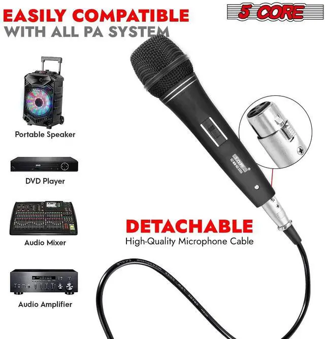 Alt view image 4 of 7 - 5 Core Mic Karaoke Dynamic Handheld XLR Microphone for Professional Vocal Recording Live Stage Singing Music Neodymium 1/4 Corded Wired Micrófono - ND 235X