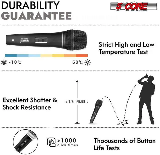 Alt view image 6 of 7 - 5 Core Mic Karaoke Dynamic Handheld XLR Microphone for Professional Vocal Recording Live Stage Singing Music Neodymium 1/4 Corded Wired Micrófono - ND 235X