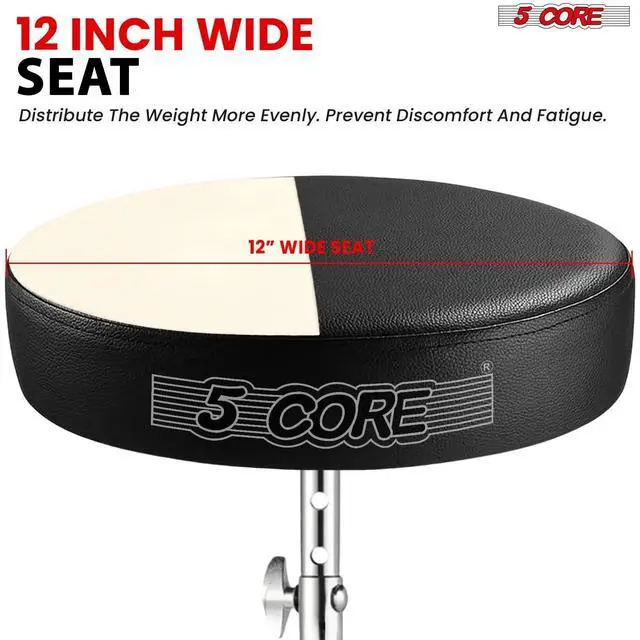Alt view image 3 of 7 - 5 Core Drum Throne Adjustable Guitar Stool Padded Seat + Drum Practice Pad Snare Drumming Stand