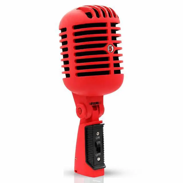 Main image of 5 Core Classic Retro Microphone Dynamic Metal Body Old Vintage Style Unidirectional Cardioid Mic w XLR Input Universal Stand Compatible - RTRO MIC RED