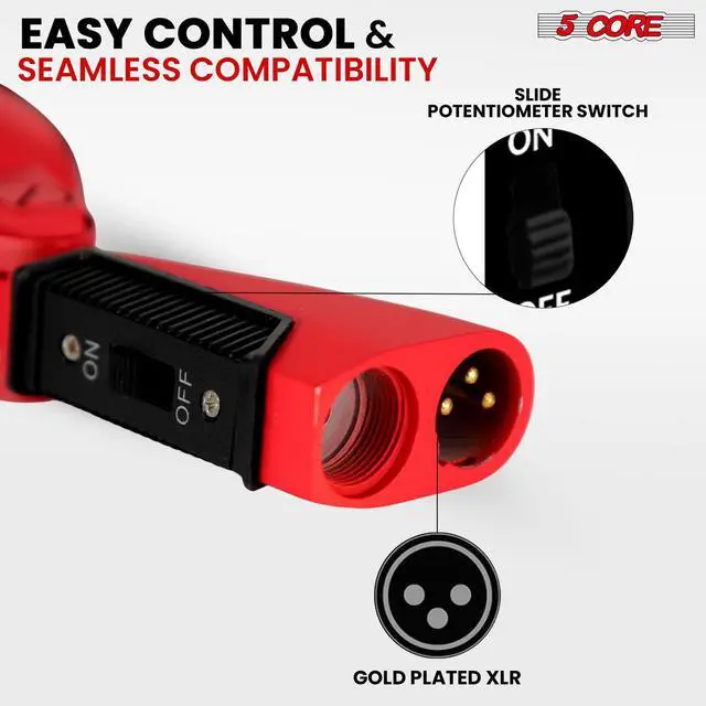 Alt view image 4 of 7 - 5 Core Classic Retro Microphone Dynamic Metal Body Old Vintage Style Unidirectional Cardioid Mic w XLR Input Universal Stand Compatible - RTRO MIC RED