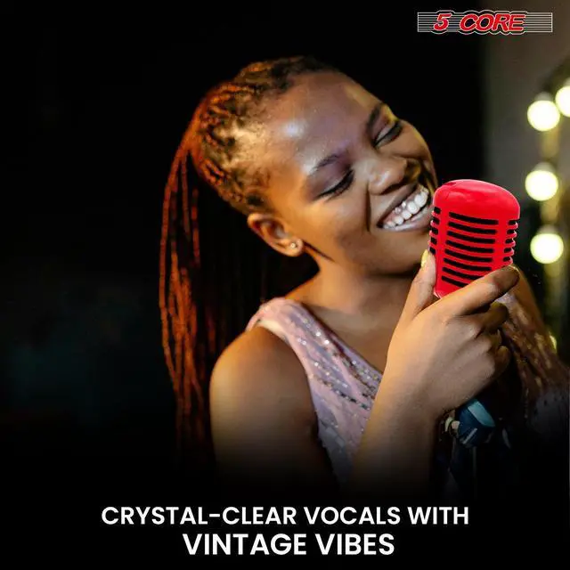 Alt view image 5 of 7 - 5 Core Classic Retro Microphone Dynamic Metal Body Old Vintage Style Unidirectional Cardioid Mic w XLR Input Universal Stand Compatible - RTRO MIC RED