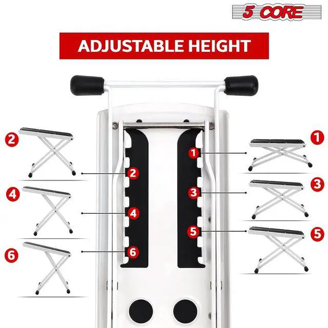 Alt view image 5 of 7 - 5 Core Guitar Foot Stool Height Adjustable Folding Leg Rest Classical Footrest