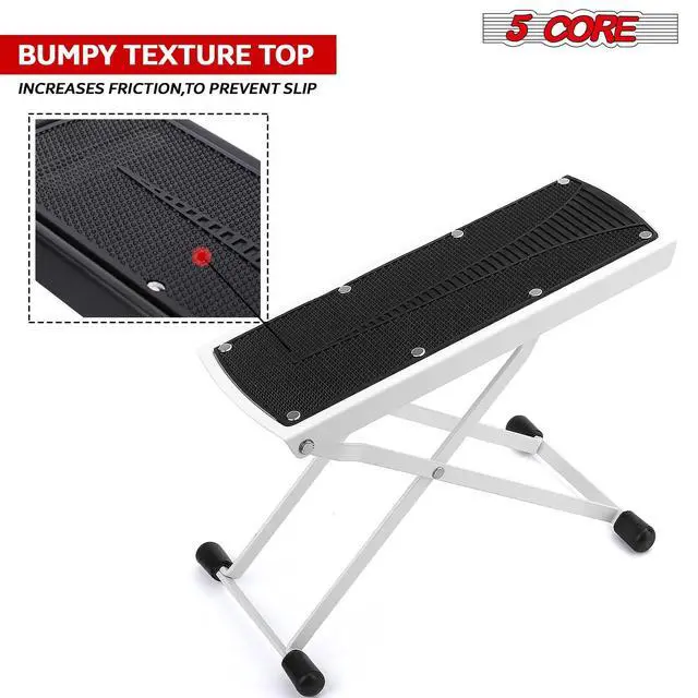 Alt view image 3 of 7 - 5 Core Guitar Foot Stool Height Adjustable Folding Leg Rest Classical Footrest