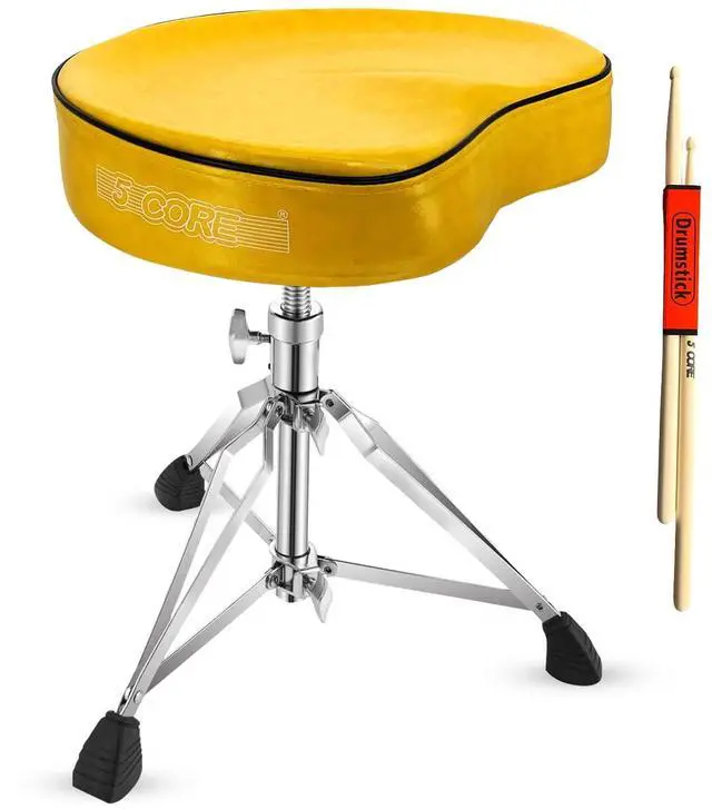Main image of 5 Core Drum Throne Padded Guitar Stool Adjustable Heavy Duty Music Chair Seat Universal for Adults & Kids with Anti Slip Rubber Feet - DS CH YLW SDL HD