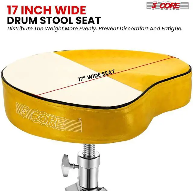 Alt view image 4 of 7 - 5 Core Drum Throne Padded Guitar Stool Adjustable Heavy Duty Music Chair Seat Universal for Adults & Kids with Anti Slip Rubber Feet - DS CH YLW SDL HD