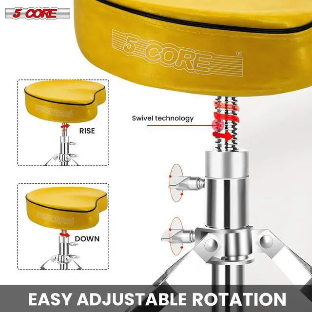 Alt view image 6 of 7 - 5 Core Drum Throne Padded Guitar Stool Adjustable Heavy Duty Music Chair Seat Universal for Adults & Kids with Anti Slip Rubber Feet - DS CH YLW SDL HD