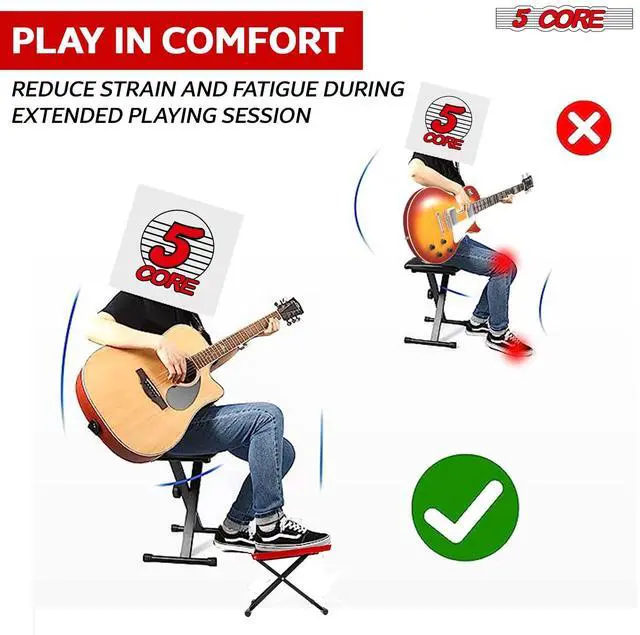 Alt view image 3 of 7 - 5 Core Guitar Foot Stool Height Adjustable Folding Leg Rest Classical Footrest