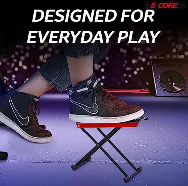 Alt view image 4 of 7 - 5 Core Guitar Foot Stool Height Adjustable Folding Leg Rest Classical Footrest