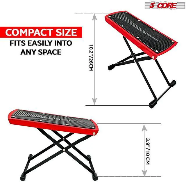 Alt view image 5 of 7 - 5 Core Guitar Foot Stool Height Adjustable Folding Leg Rest Classical Footrest