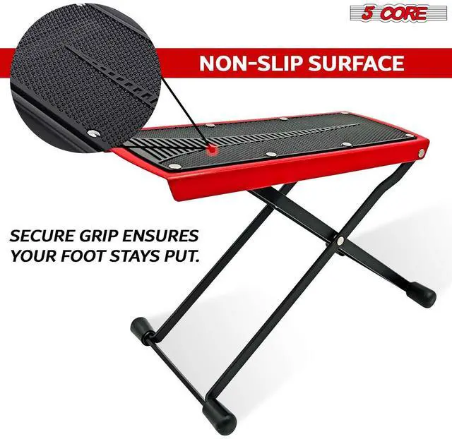Alt view image 6 of 7 - 5 Core Guitar Foot Stool Height Adjustable Folding Leg Rest Classical Footrest
