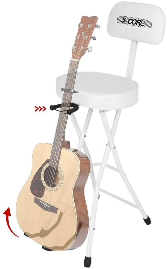 Main image of 5Core Guitar Stool 3.15" Padded Chair w Backrest Foldable Music Seat Built in Foot Rest Guitar Stand