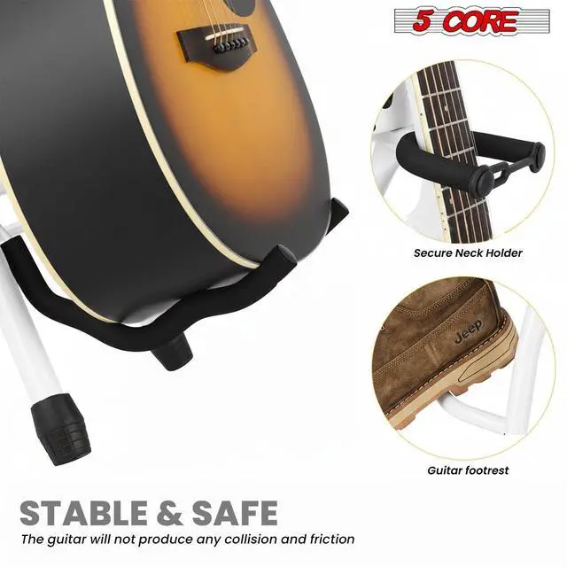 Alt view image 3 of 7 - 5Core Guitar Stool 3.15" Padded Chair w Backrest Foldable Music Seat Built in Foot Rest Guitar Stand