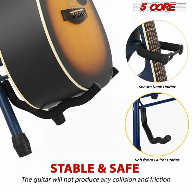 Alt view image 3 of 7 - 5Core Guitar Stool 3.15" Padded Chair w Backrest Foldable Music Seat Built in Foot Rest Guitar Stand
