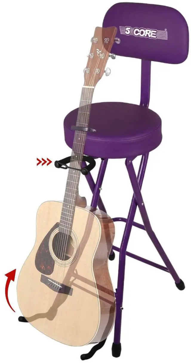 Main image of 5Core Guitar Stool 3.15" Padded Chair w Backrest Foldable Music Seat Built in Foot Rest Guitar Stand