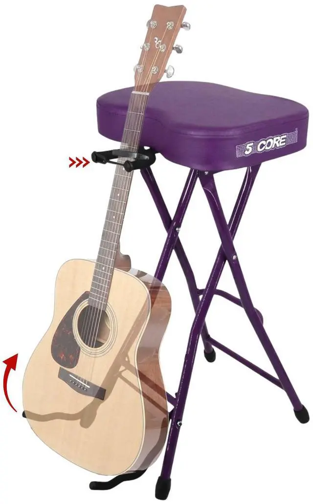 Main image of 5Core Guitar Stool 3.15" Padded Chair Foldable Heavy Duty Music Seat Built in Foot Rest Guitar Stand