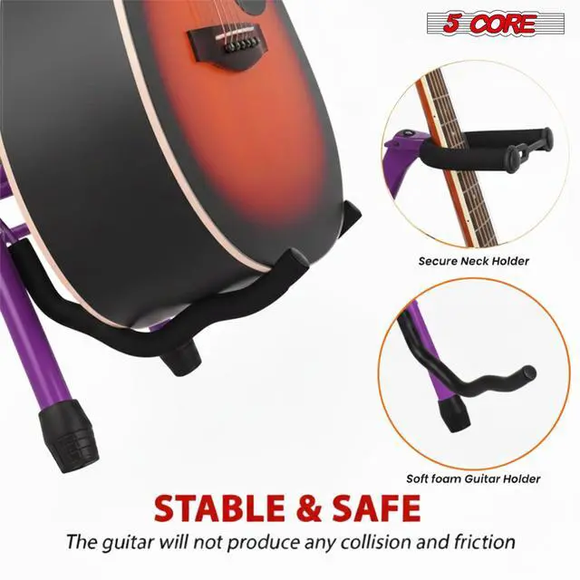 Alt view image 4 of 7 - 5Core Guitar Stool 3.15" Padded Chair Foldable Heavy Duty Music Seat Built in Foot Rest Guitar Stand