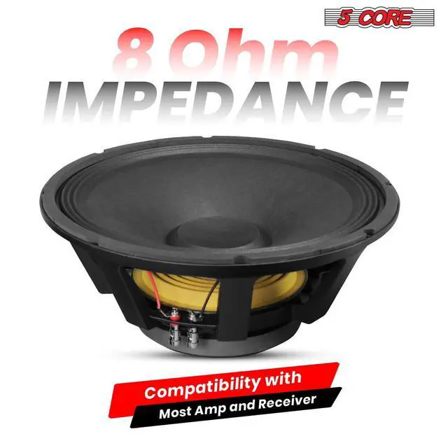 Alt view image 5 of 7 - 5 Core 15 Inch Subwoofer Speaker 1500W Peak 8 Ohm Full Range Replacement DJ Sub Woofer