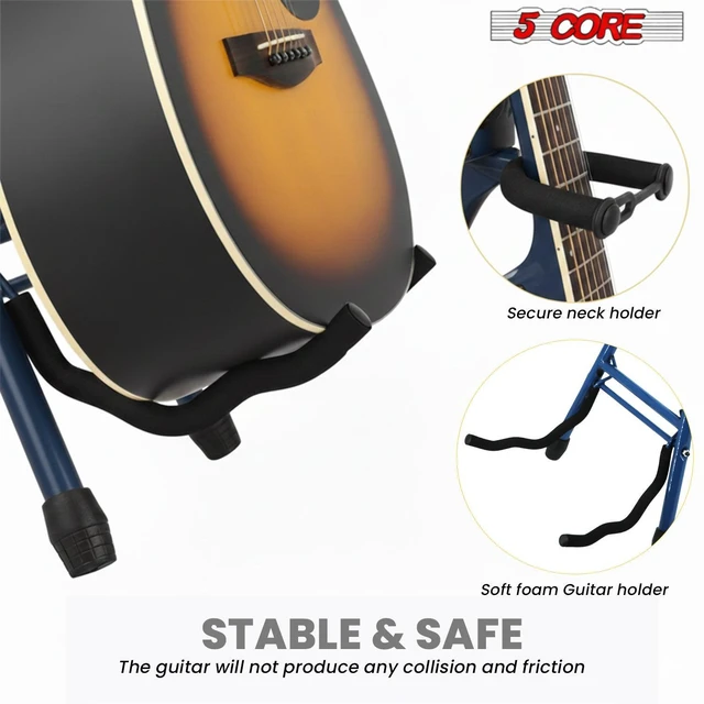 Alt view image 4 of 7 - 5Core Guitar Stool 3.15" Padded Chair Foldable Heavy Duty Music Seat Built in Foot Rest Guitar Stand
