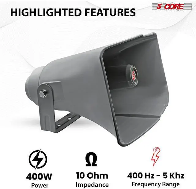 Alt view image 2 of 7 - 5 CORE 8" x 16" Outdoor PA Horn Speaker Loudspeaker 40 Watt RMS 10 Ohm Commercial Paging Megaphone Driver Horn Loud Sound Waterproof Vehicle Siren - SUH-400 1Pc