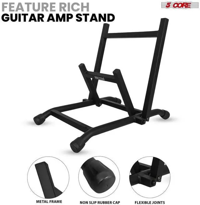 Alt view image 3 of 7 - 5 Core Amp Stand Heavy Duty Metal Build Adjustable Guitar amplifier fender Low Profile Folding Fully Collapsible Black - GAS 01 BLK