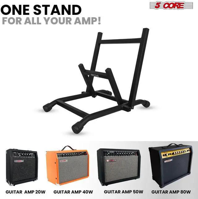 Alt view image 6 of 7 - 5 Core Amp Stand Heavy Duty Metal Build Adjustable Guitar amplifier fender Low Profile Folding Fully Collapsible Black - GAS 01 BLK