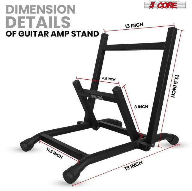 Alt view image 7 of 7 - 5 Core Amp Stand Heavy Duty Metal Build Adjustable Guitar amplifier fender Low Profile Folding Fully Collapsible Black - GAS 01 BLK