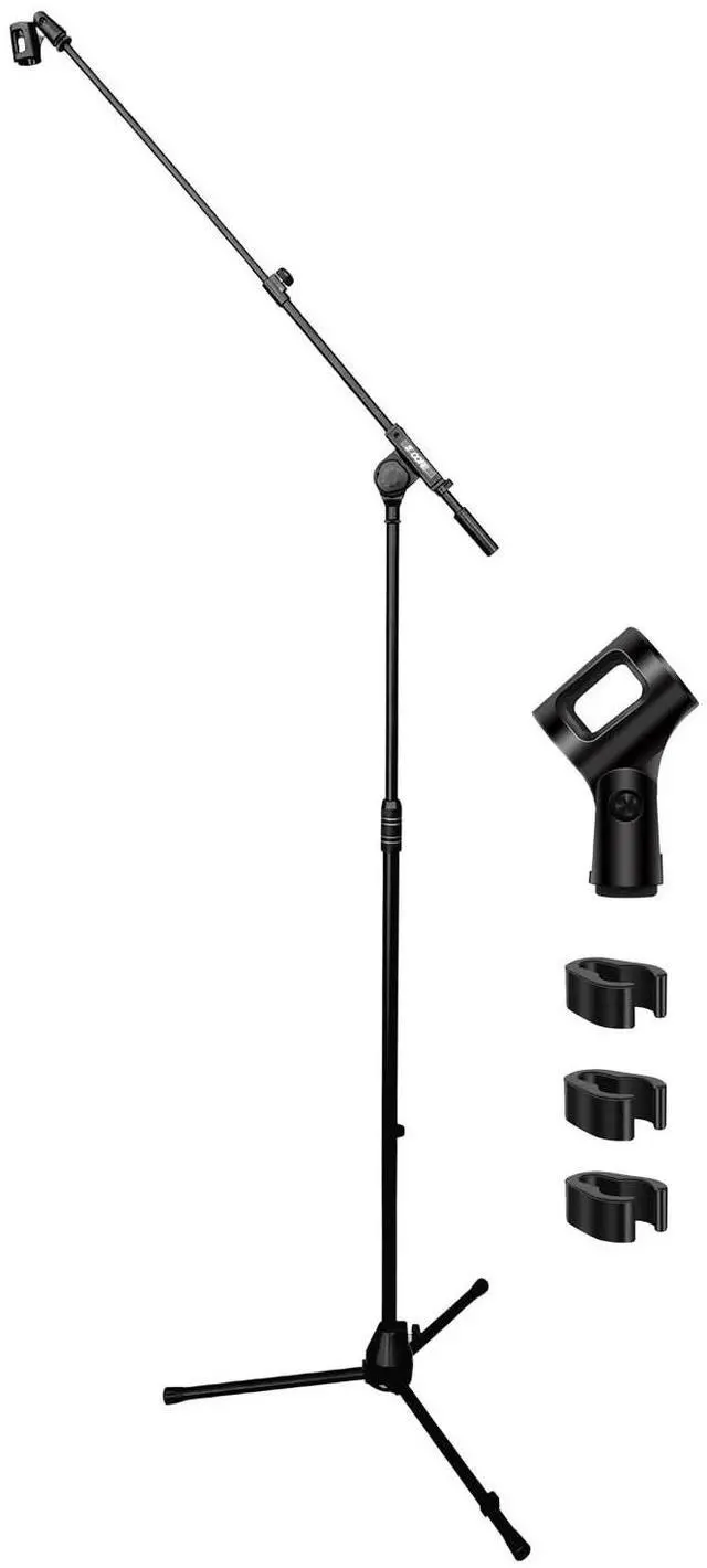 Main image of 5 Core Mic Stand Height Adjustable Universal Microphone Stands Floor w 180° Rotating Extending Telescoping Boom Arm Knob Tension Lock Mechanism for On Stage Home Studio Black - TBMS 80 HD