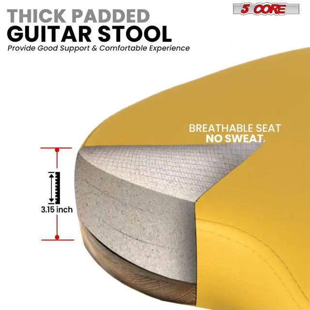 Alt view image 2 of 7 - 5Core Guitar Stool 3.15" Padded Chair w Backrest Foldable Music Seat Built in Foot Rest Guitar Stand