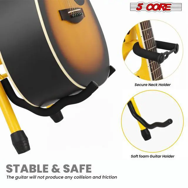 Alt view image 3 of 7 - 5Core Guitar Stool 3.15" Padded Chair w Backrest Foldable Music Seat Built in Foot Rest Guitar Stand