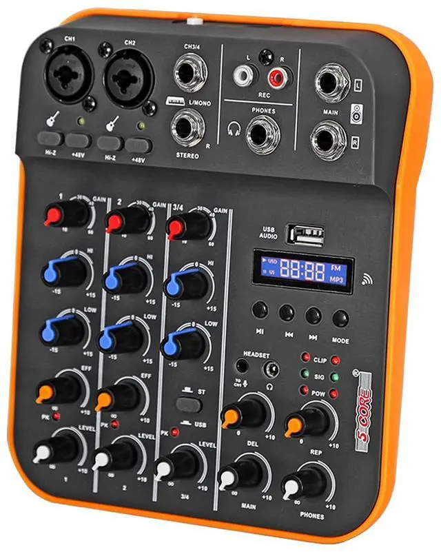 Main image of 5 Core Audio Interface Mixer 4 Channel PC XLR Bluetooth USB DJ Music Stereo Sound Board Professional Small Podcast Karaoke Streaming PA Analog Portable Consola De Audio - MX 4CH ORG