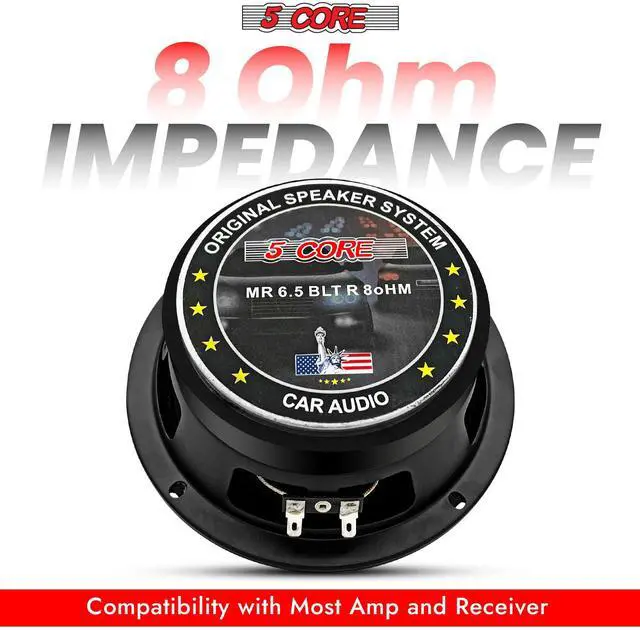Alt view image 4 of 7 - 5 Core 6.5 Inch Midrange Door Speaker 360W Subwoofer w Aluminum Bullet 8 Sub Woofer