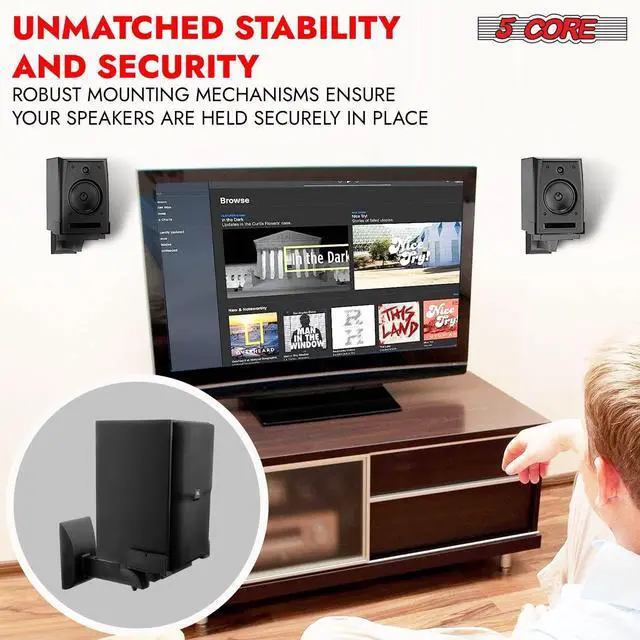 Alt view image 3 of 7 - 5 Core Speaker Wall Mount Adjustable Shelf Holder Swivel 180 Degree Bookshelf Brackets - 11 Inch Space for Speakers Pair Holds Upto - 55lbs WST 04-11 Pair
