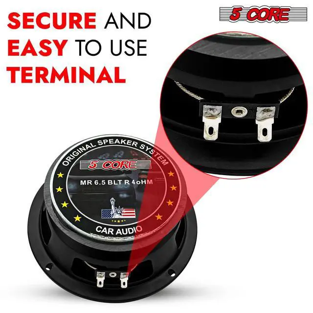 Alt view image 7 of 7 - 5 CORE 6.5 Inch Midrange Car Speakers 360W 4 Ohm Pair Built in Red Aluminium Super Bullet Tweeters DJ PRO Audio Stereo Subwoofer for Car or Truck - MR 6.5 BLT R 4oHM