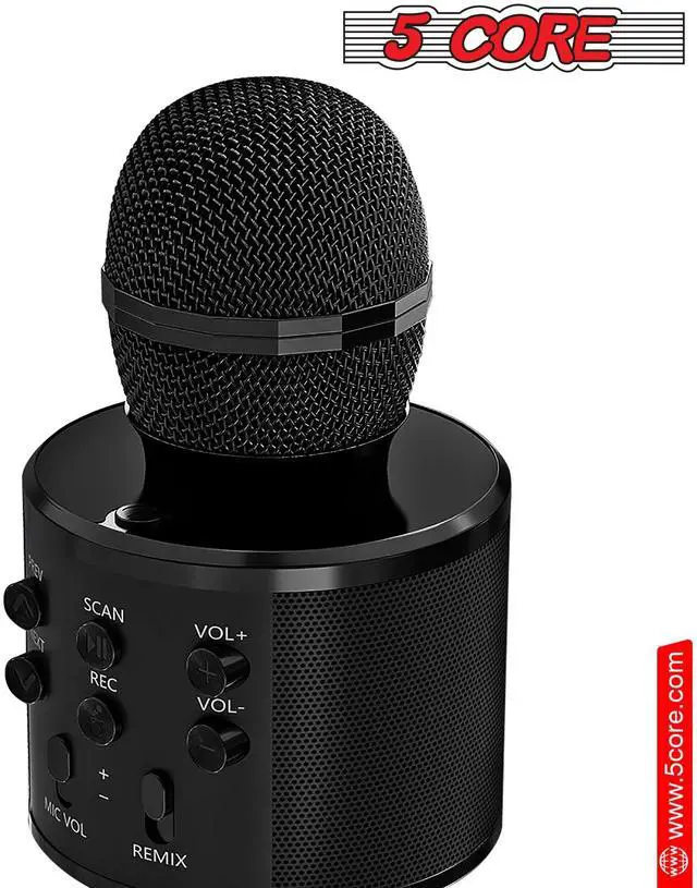 Alt view image 2 of 7 - 5 Core Inc. Karaoke Microphone Bluetooth Mic Portable Handheld Wireless Singing Machine Cordless Microfonos - WM SPK BLK