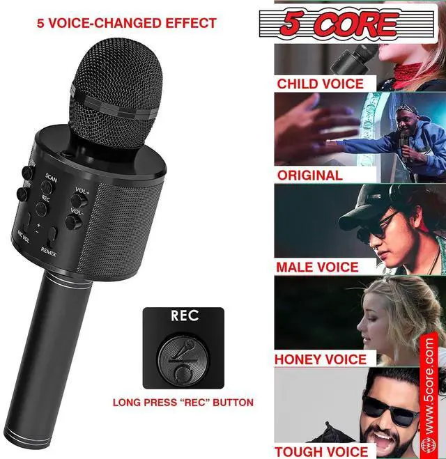 Alt view image 7 of 7 - 5 Core Inc. Karaoke Microphone Bluetooth Mic Portable Handheld Wireless Singing Machine Cordless Microfonos - WM SPK BLK