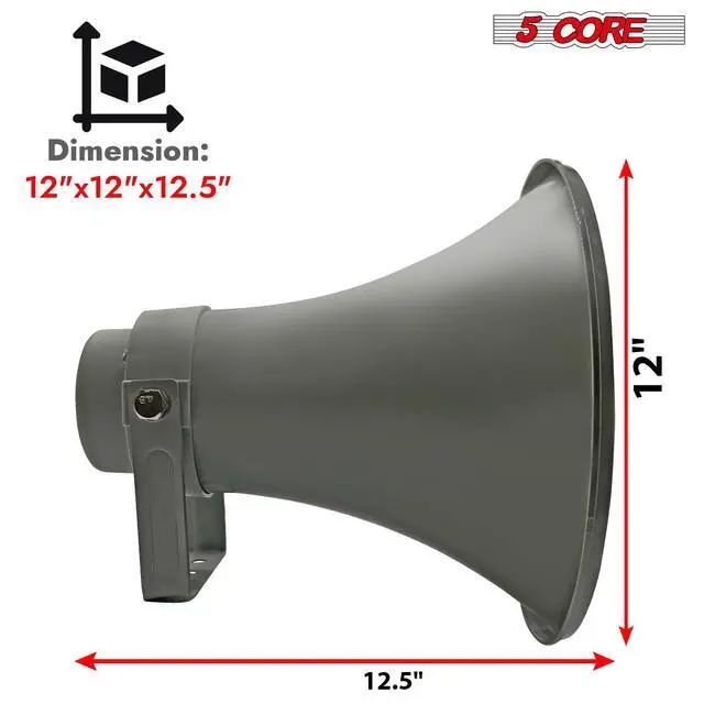 Alt view image 3 of 8 - 5 Core PA Horn Loud Speaker 12 Inch Outdoor Indoor 35W 8 Ohm Durable All Weather Multi Purpose Loudspeaker for Music Speech Warehouse - UHC 300