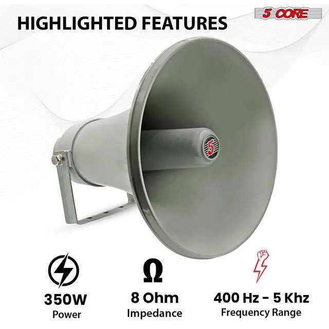 Alt view image 7 of 8 - 5 Core PA Horn Loud Speaker 12 Inch Outdoor Indoor 35W 8 Ohm Durable All Weather Multi Purpose Loudspeaker for Music Speech Warehouse - UHC 300