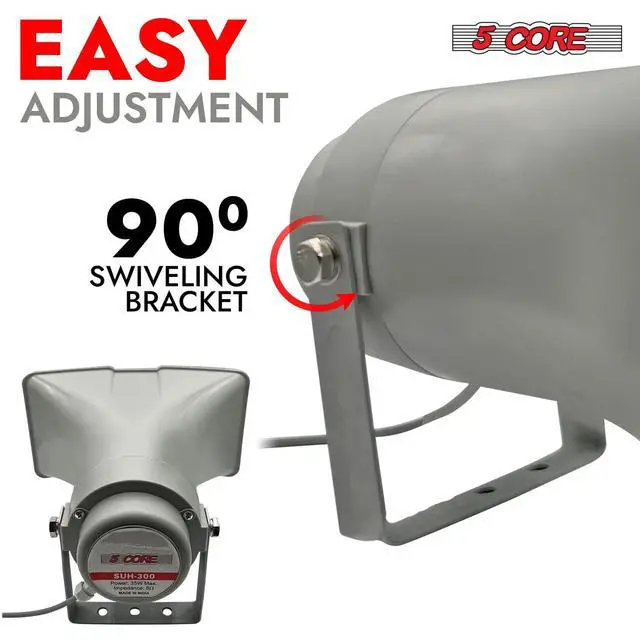 Alt view image 3 of 7 - 5 CORE 12.5 x 6.5 Inch Outdoor PA Horn Speaker Loudspeaker 35 Watt RMS Loud Sound Megaphone Driver Horn 400Hz-5KHz Frequency 8 Ohm Weatherproof Vehicle Siren - SUH-300 1Pc